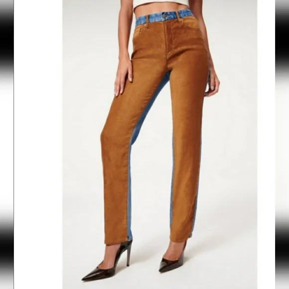 Good American Icon High Rise Denim Suede Straight Leg Jeans - Picture 3 of 10